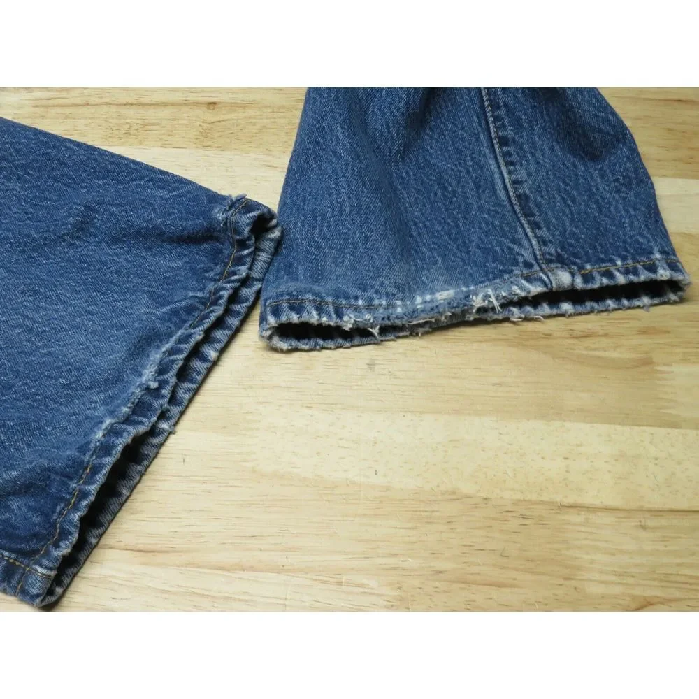Mens‎ Levis 501 XX Denim Blue Jeans Cotton Straight Leg 42x30 Wear On Hems